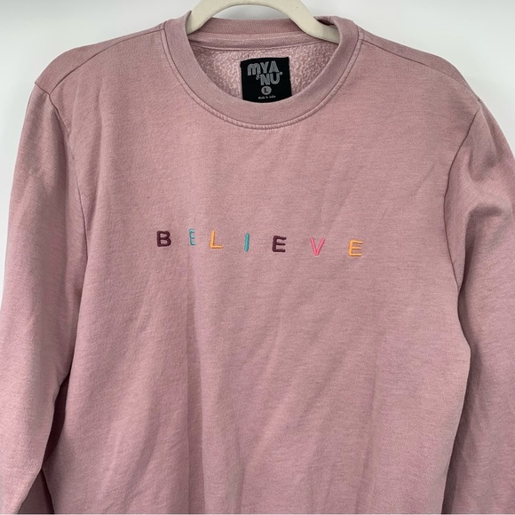 MYA NU Pink "Believe" Sweatshirt Size L - Picture 4 of 4